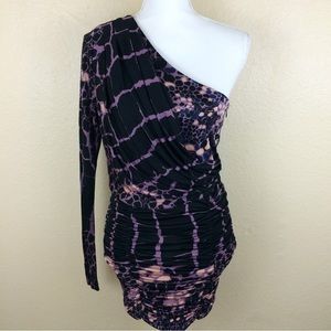 Tibi Printed Mini Dress (one shoulder)